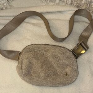 Lululemon Shearling Belt Bag in Taupe
